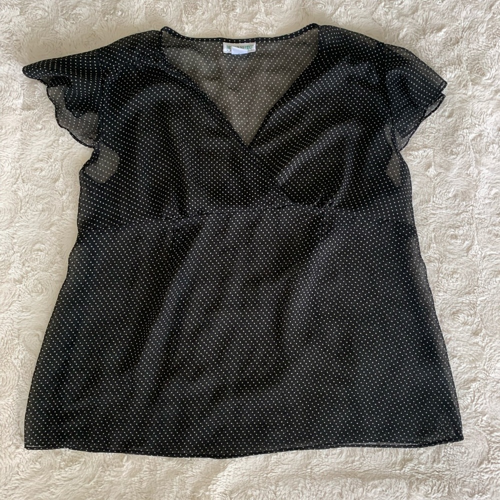 Black & Pink Polka Dot Top Surplice 2000s